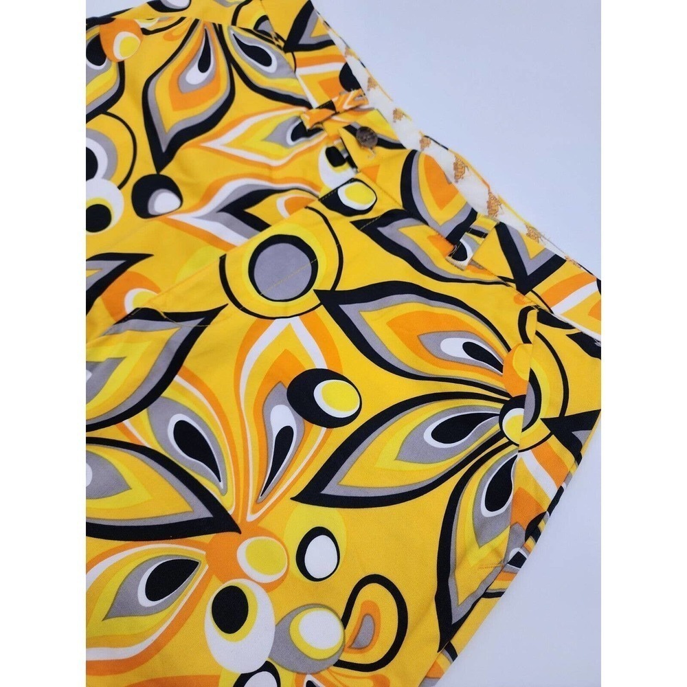 Loudmouth Golf Shagadelic Yellow Retro Colorful Golf Shorts Mens Size 34 Floral - Picture 3 of 10